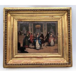 Augustin De Saint Aubin Painting Ball Scene 18th Century Louis XV Costume Dance The Ball Paré Hst