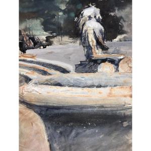 Jean Terles Beau Drawing The Tuileries Garden Animated Gouache Art Deco 