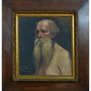 Chazottes Beautiful Old Painting Portrait Of Old Man Job School Of Fine Arts Paris 1907 Goya