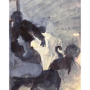 Jean Terles Beautiful Drawing Pianist Cello Concert Cabaret Fosse Orchestra Music Paris 1920