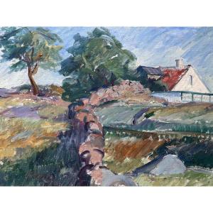 Andrea Moe Impressionist Landscape Painting Danish School Andrea Moe Hst Bornholm Island