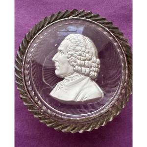 Fly Box In Cristallo-cérame Portrait Jj Rousseau Sulfure Baccarat 19e Crystal