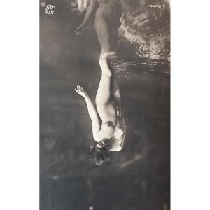 Mandel Photo Portrait Of A Woman Nude Bather Reflection Water Art Deco