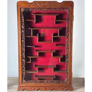 Carved Mahogany Glass Shelf For Netsuke Or Small Objects, China, Circa 1930 – Cabinet Of
