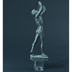  Antique Art Deco Plaster Sculpture Of A Nude Faun With A Flute