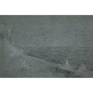 Achille Laugé Drawing Seaside View Overlooking Collioure Marine Landscape 1925