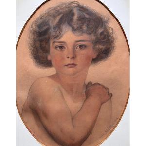 Christian Wilhelm Allers Drawing Art Nouveau Portrait Of A Little Boy Secession Jugendstil 1912