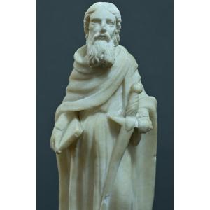 Statue Of Saint Paul, 16th Century, Alabaster, Religious Sculpture, Renaissance Sword