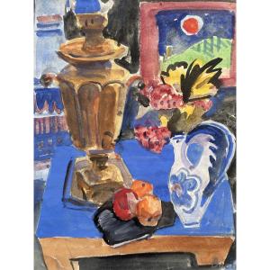Victor Vassine Painting Still Life With Samovar And Pitcher
