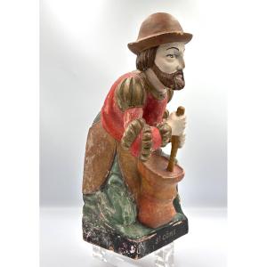Carved Wooden Religious Statue Of Saint Como, Patron Saint Of Surgeons And Martyrs