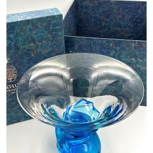 Grande Coupe Saint-louis éole Model Turquoise Blue Crystal Foot Original Box 26 C