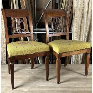 Empire Chair Monogram Tapestry Burns Perfume Antique Style De Jacob X 2