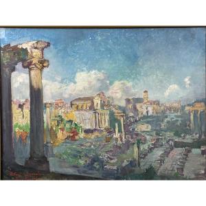 Jean Ningres Painting Landscape View Of Rome Forum Ancient Ruin Coliseum Great Tower Toulouse
