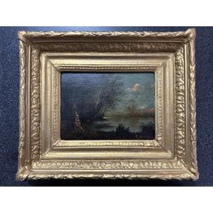 René Gourdon, 19th-century Signed Painting: Lively Landscape, A Clearing At Dusk, Barbizon