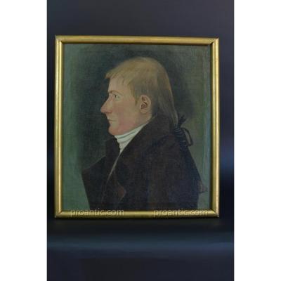 Table Portrait Man Of Profile In Catogan Normandy 18th St Carmontelle Hst