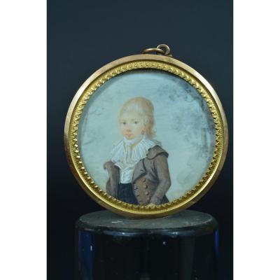 Rare Miniature Portrait Child Toulouse Knight De Molis De Saint-laurent Gold 1798