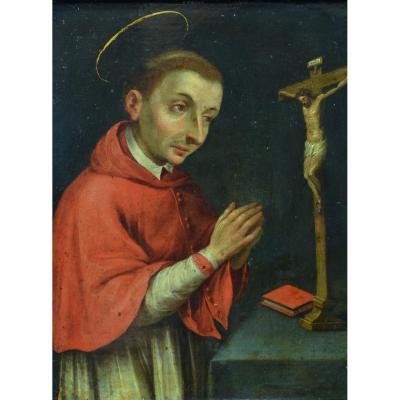 Beautiful Old Religious Table 17th Portrait Of Saint Ignatius Of Loyola Flemish Copper