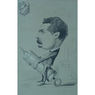 Antique Drawing Caricature Medical From 19 Thc