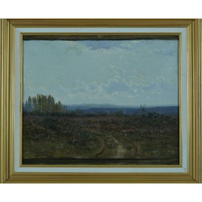 Beautiful Table Old Sky Landscape Bruyères Dordogne Signed Didier Pouget Napoleon 3