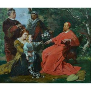 Léon Fauré Old Painting Portrait Louis XIV Child Cardinal Mazarin E Delacroix
