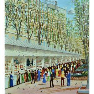 Daniel Ferrara Old Naif Painting The Santons Market Marseille Gallery XX