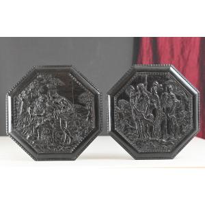 Pierre Gole The Metamorphoses Of Ovid Old Sculpture Ebony Cabinet Panel 17th X2