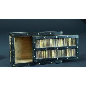 Old Box Game Box India Indo Portuguese Goa Marquetry Thorn Porcupine 19th Ebony