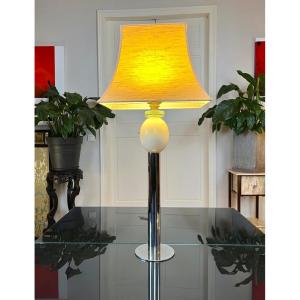 Vintage Ostrich Egg Lamp And Pagoda Shade