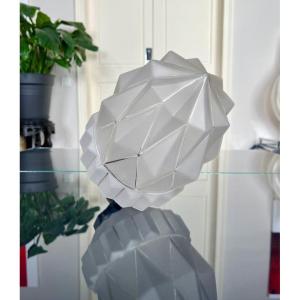 Art Deco Pendant - Chromed Metal And Frosted Glass