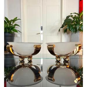 Pair Of Art Deco Bronze Lamps - Lighting For Columns
