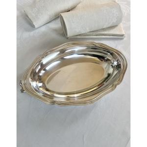 Vegetable Dish Serving Platter Silver Metal - Vintage Shaped Piece