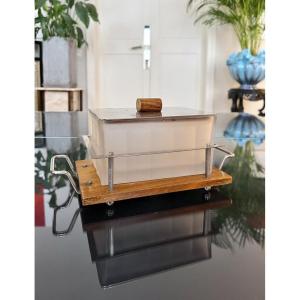 Art Deco Biscuit Tin - Glass Biscuit Tin Mounted On Tray