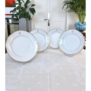 Large Serving Platter - Monograms - Limoges Porcelain - Jean Pouyat - Vieux Paris