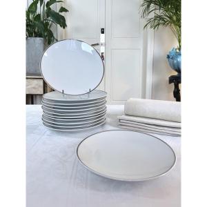 Vintage Dinner Plates - Porcelain With Platinum Net Decor