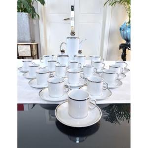 Vintage Coffee Set - Porcelain With Platinum Trim - Sugar Bowls - Creamers - Jug - 15 Cups