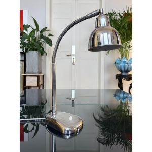 Vintage Chrome Metal Desk Lamp - 20th Century Industrial Design Workshop