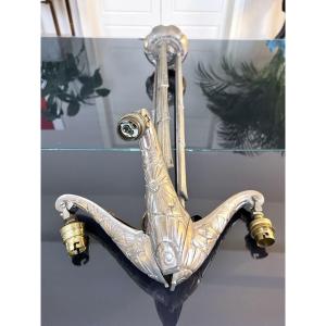 Art Deco Nickel Bronze Chandelier - Light Fixture Mount