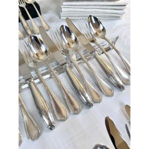 Silver-plated Flatware Set With Monograms - Louis XVI Style - Christofle