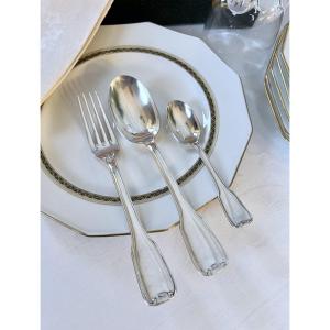 François Frionnet Silver-plated Flatware Set - Art Deco Cutlery 1940