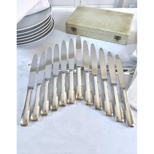 Vintage Dessert Knives In Silver-plated Metal And Stainless Steel - Gift Box 