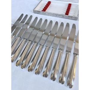 Silver-plated Metal Knives - Decorated With Fillets And Shells - Christofle