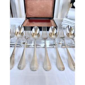White Metal Cutlery Set - Forks And Soup Spoons - Gift Box