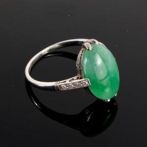 Jadeite, Platinum And Diamond Ring, Art Deco Period, 1930