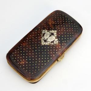 Napoleon III Gold-stitched Tortoiseshell Pyrogenic Cigar Case