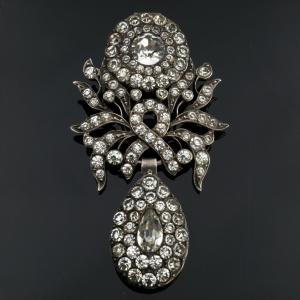 Silver Girandole Pendant With Sparkling Crystals, 19th Century