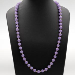 Lavender Jade Bead Necklace With Gold-plated Spacers