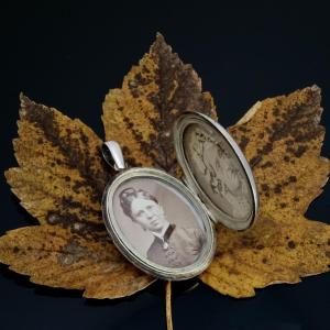 Victorian Silver Monogrammed Medallion, 19th Century, Period Photographs