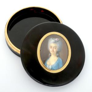 Miniature Portrait Box Of A Lady, Tortoiseshell And Vermeil, 18th-19th Century