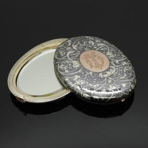 Sliding Mirror, Silver Niello Pendant And Gold Monogrammed Cartouche, 19th Century