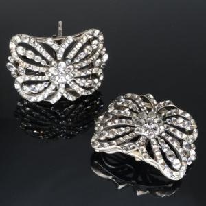 Pair Of 18th-century Shoe Buckles With Rhinestone And Silver Fittings